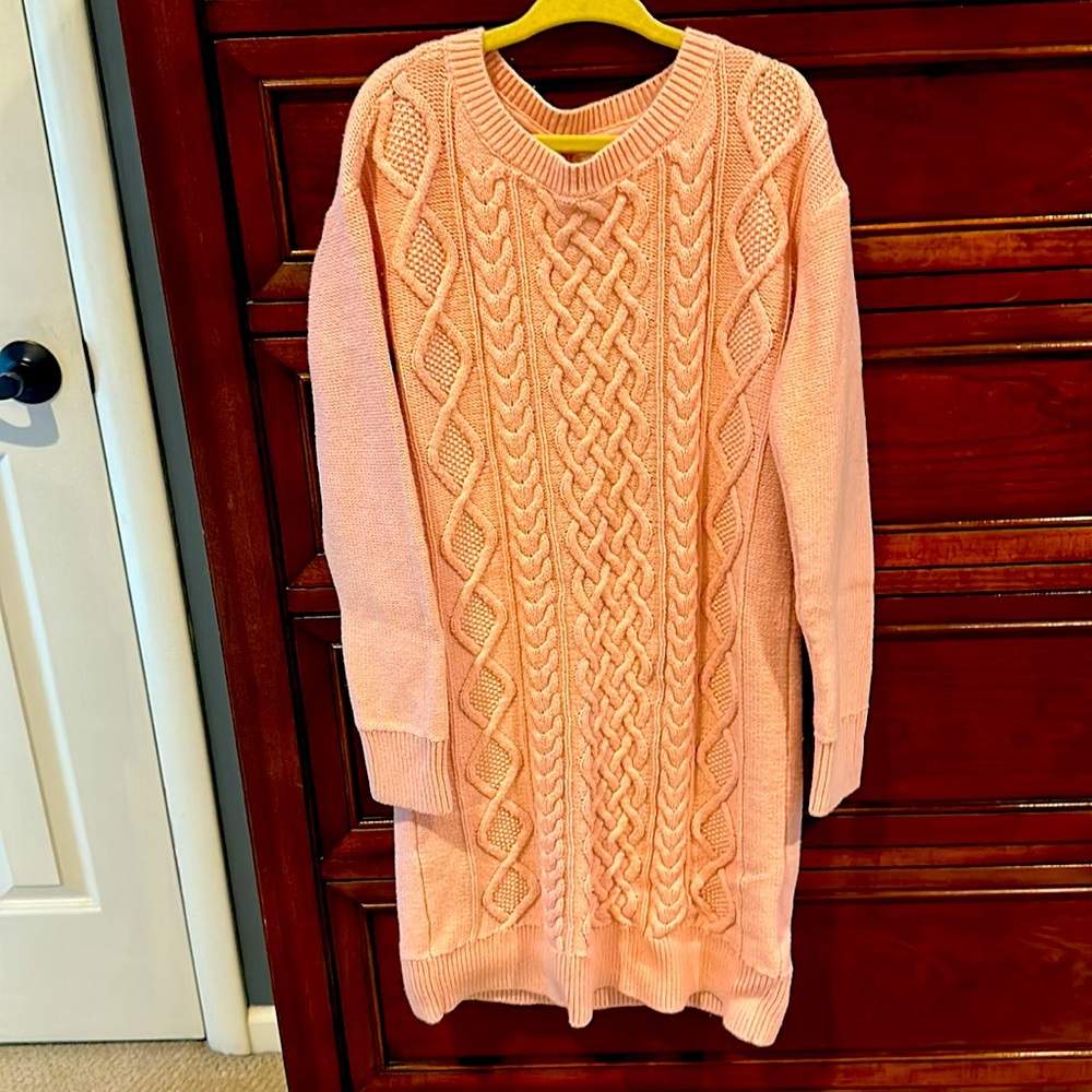 Gap blush colored cable knit girls sweater dress